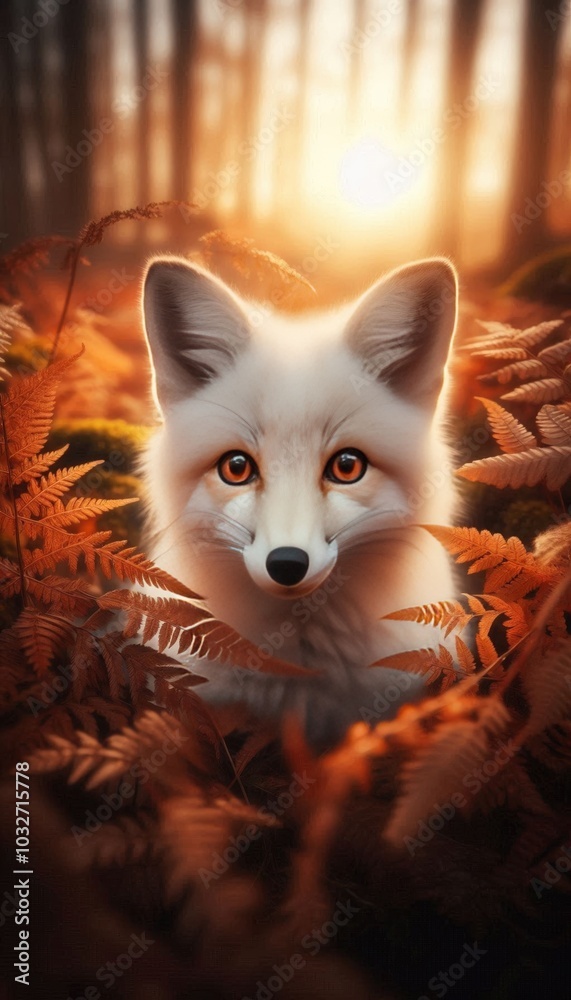 White Fox in Sunlit Forest White Fox in Sunlit Forest