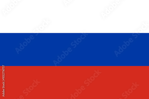 The flag of Russia is a tricolor with white, blue in the middle and red at the bottom.