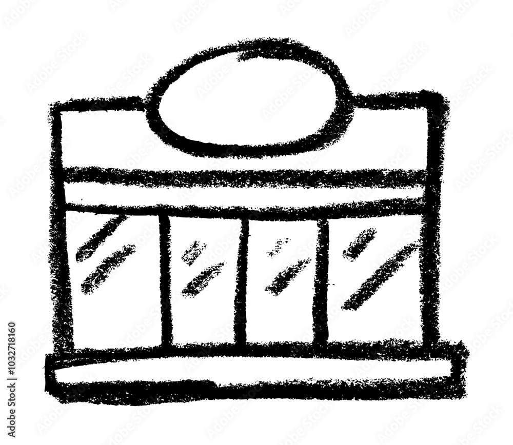 Outlet Store Building Icon Crayon Chalk Drawing Vector Outlet Store Building Icon Crayon Chalk Drawing Vector