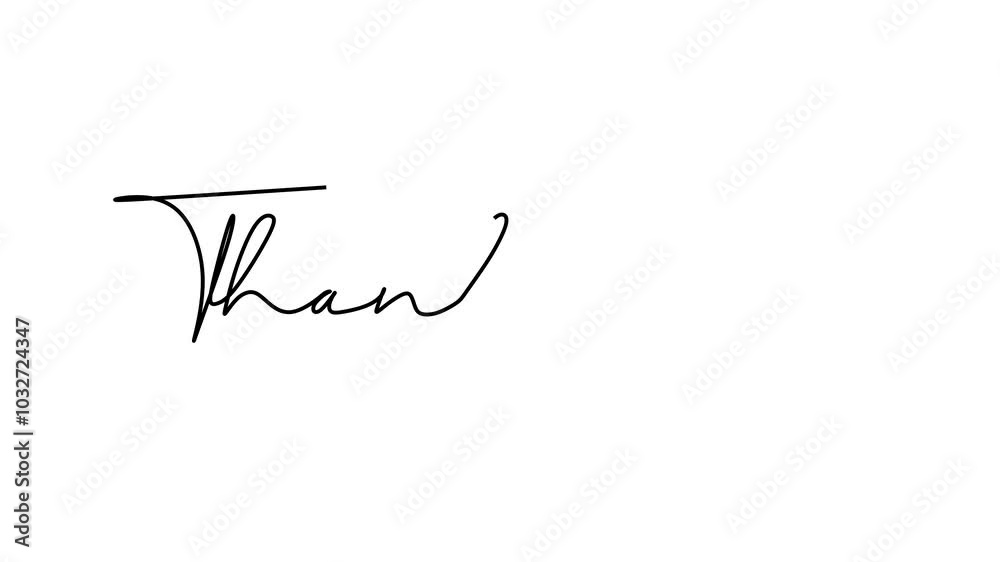 Continuous drawing line art of thank you word with black line and white background. One line Continuous drawing line art of thank you word with black line and white background. One line