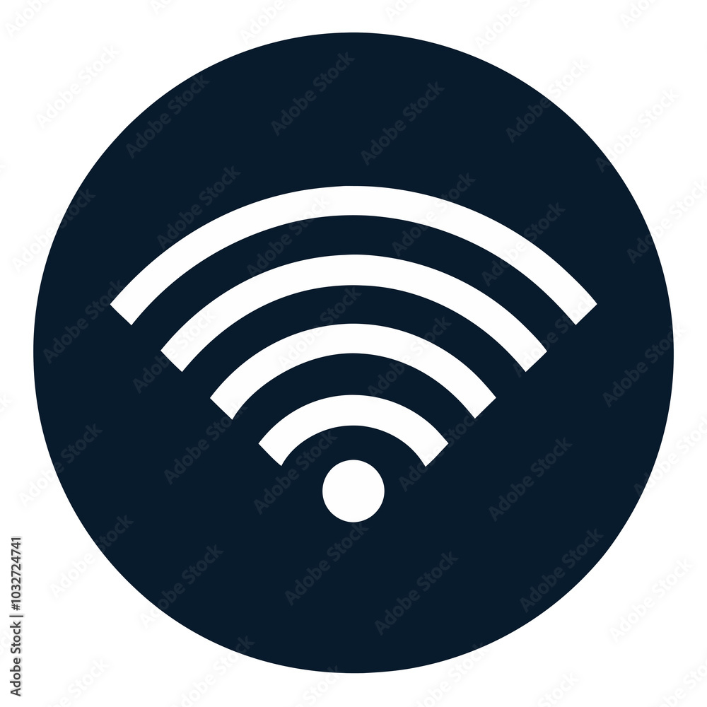wifi symbol on a round navy blue background wifi symbol on a round navy blue background