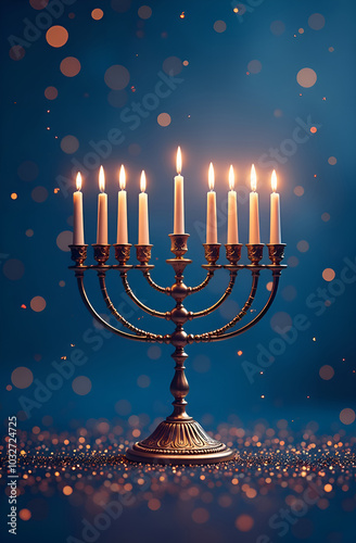 Hanukkah celebrations. The traditional festive background is the 