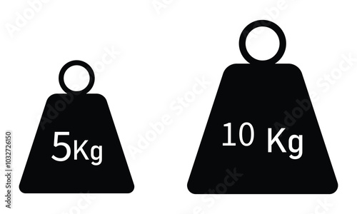 Weight icon in flay style. Pictograph of weight 5kg, 10kg vector icon isolated on white background. Kilogram symbol icon collection. Vector illustration.