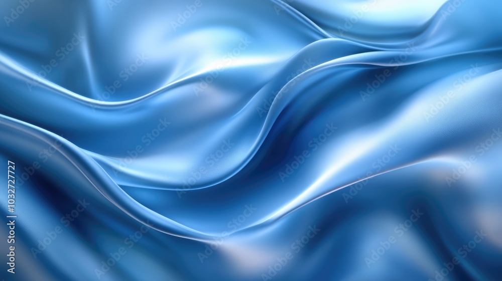 Obraz premium Light blue soft satin fabric waves background design. Texture with smooth flowing patterns and shiny effect
