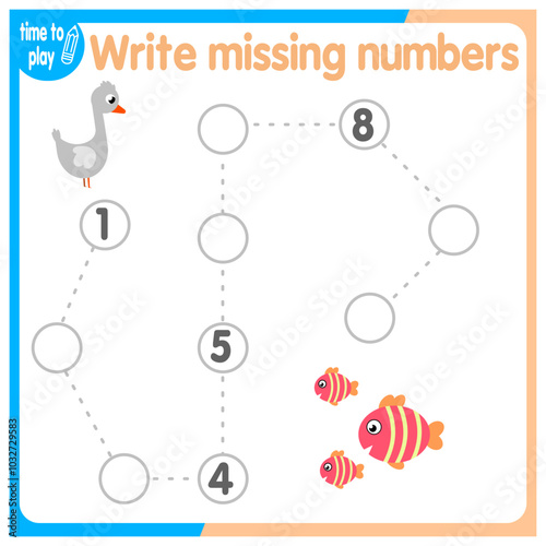 
vector illustration of a children's math game on the theme “I can count.” Mathematical example: counting in order.