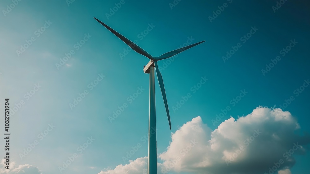 Fototapeta premium Wind Turbine in Blue Sky
