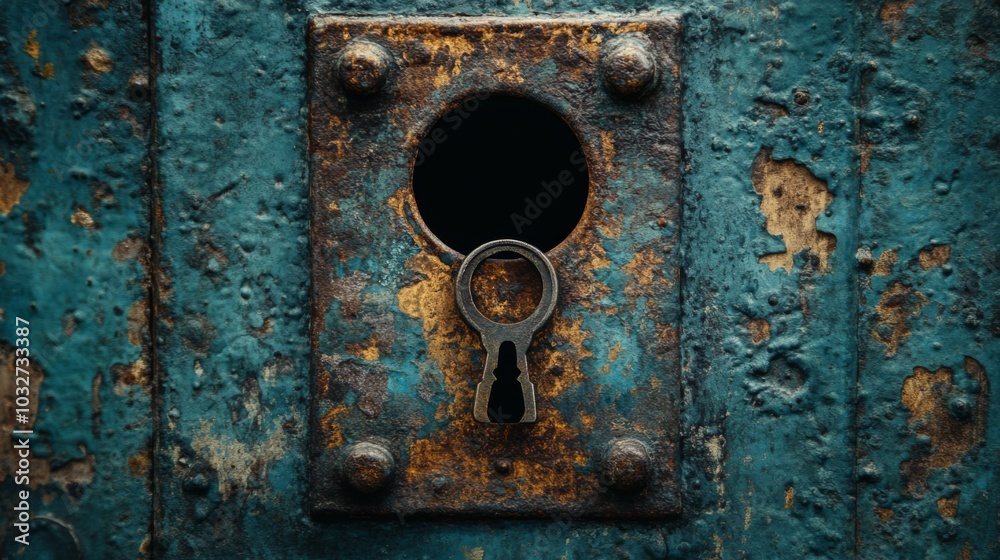 Antique Key in Rustic Lock Antique Key in Rustic Lock