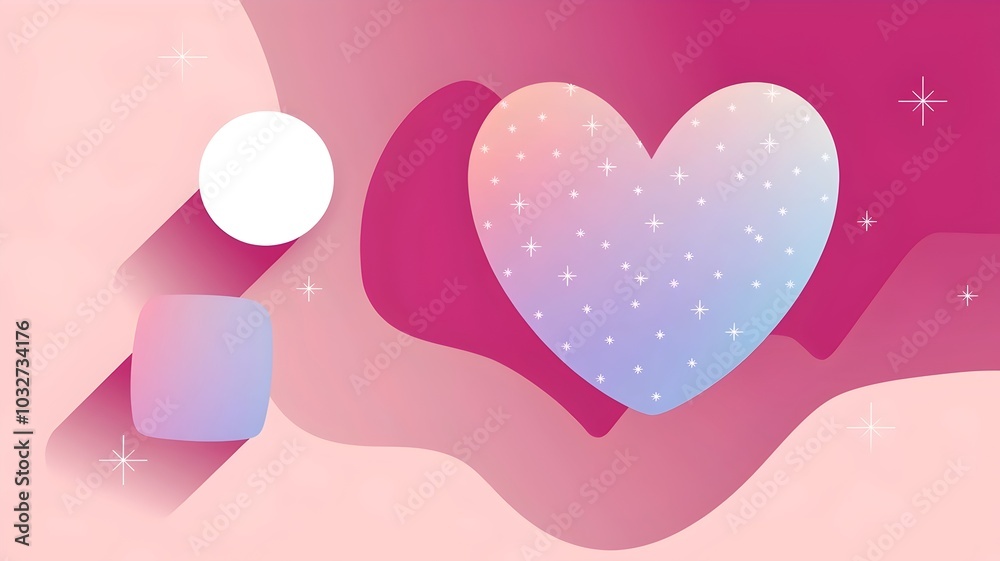 Soft pink background with heart, circle, and square shapes Soft pink background with heart, circle, and square shapes