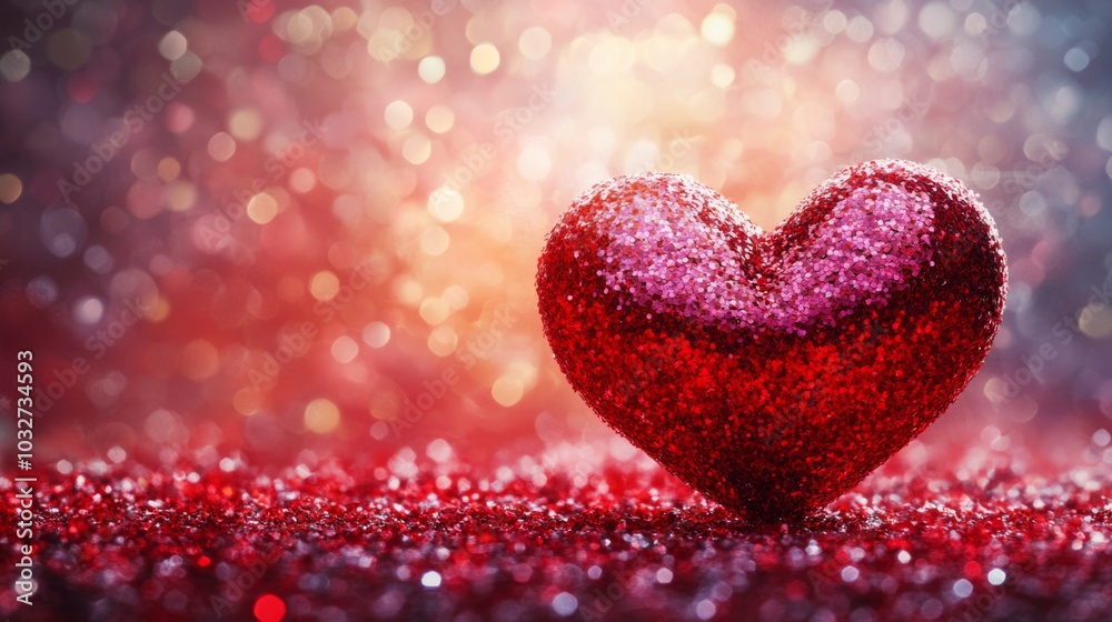 Glittering Heart on Sparkling Background Glittering Heart on Sparkling Background