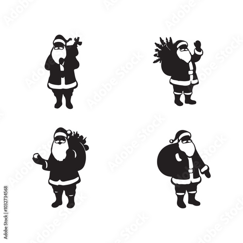 Christmas silhouettes Santa Claus vector illustration bundle