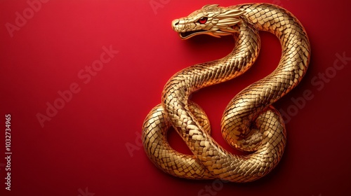 Golden Dragon on Red Background