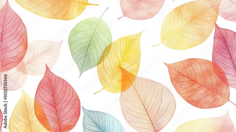 Colorful Translucent Leaves Pattern