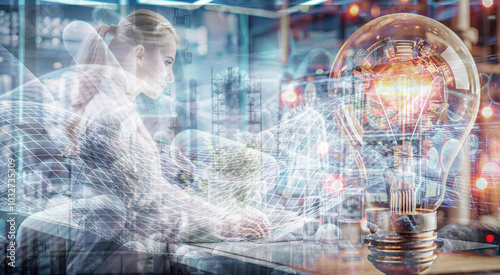 Wallpaper Mural Pharma - Industrie in futuristischer Darstellung mit Daten und Tabletten - Medikamente werden entwickelt und produziert - Prozessindustrie - Forschung in der Medizin - Innovative Idee Torontodigital.ca