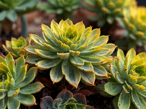 Yellow flowers of the Aeonium arboreum succulent again.