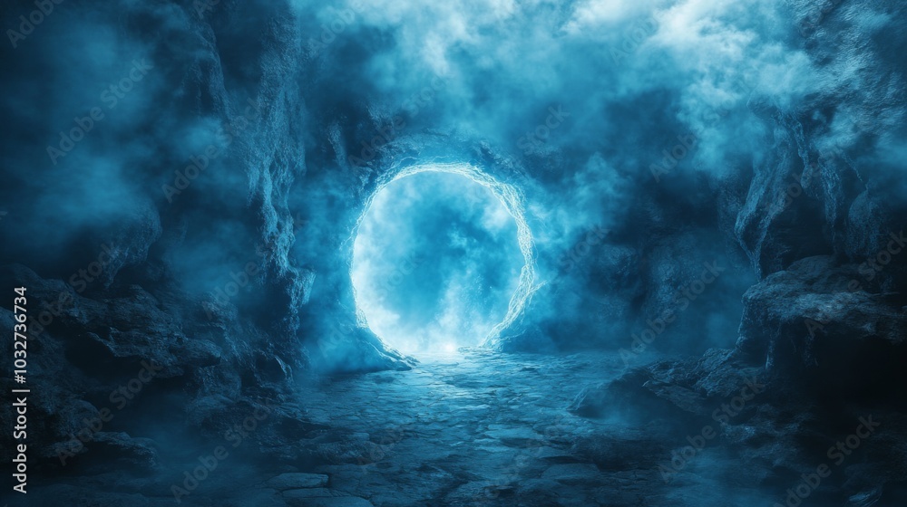 Mystical Blue Portal in Cave Mystical Blue Portal in Cave