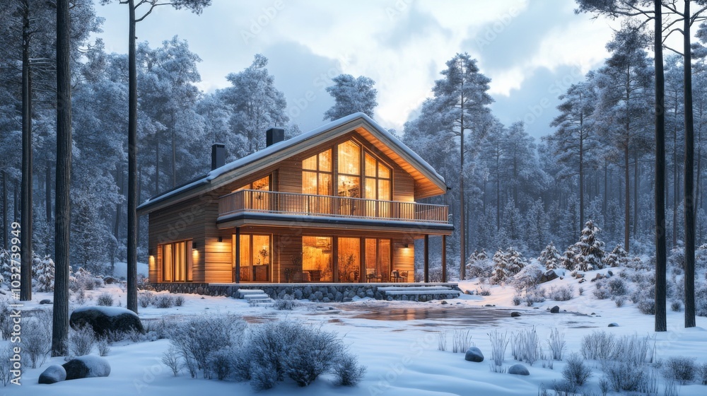 Cozy Winter Cabin in Snowy Forest Cozy Winter Cabin in Snowy Forest
