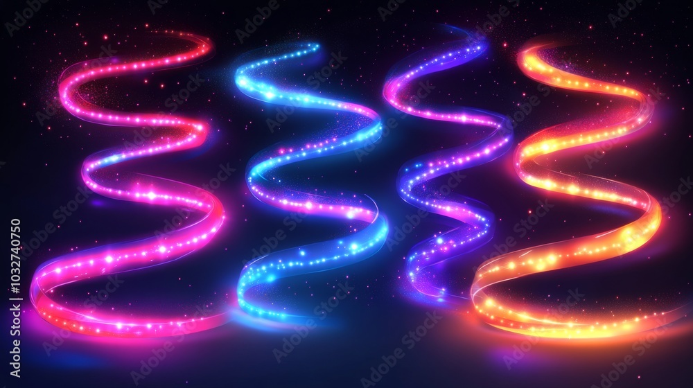 Colorful Glowing Neon Spirals Colorful Glowing Neon Spirals