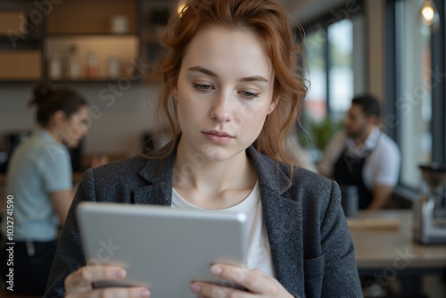 Young Entrepreneur with a Tablet in a cafe