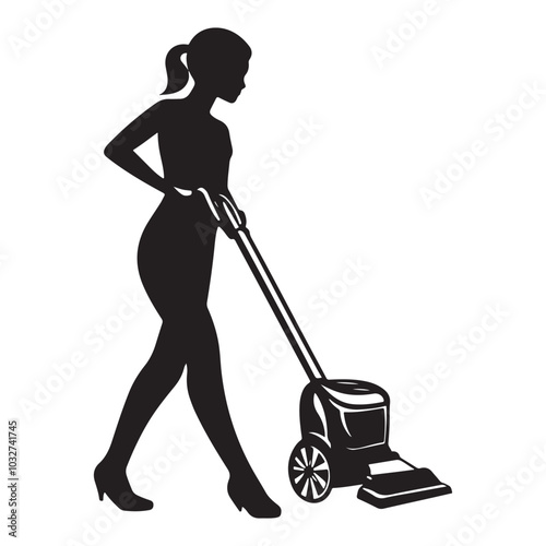 Cleaning service silhouette, House cleaning person silhouette vector illustration isolated on a white background, Floor Cleaning Logo