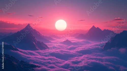 Surreal Mountain Sunset