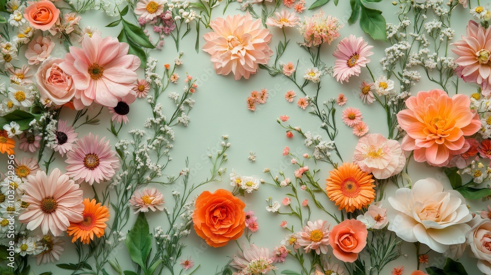 Floral Pattern on Pastel Background