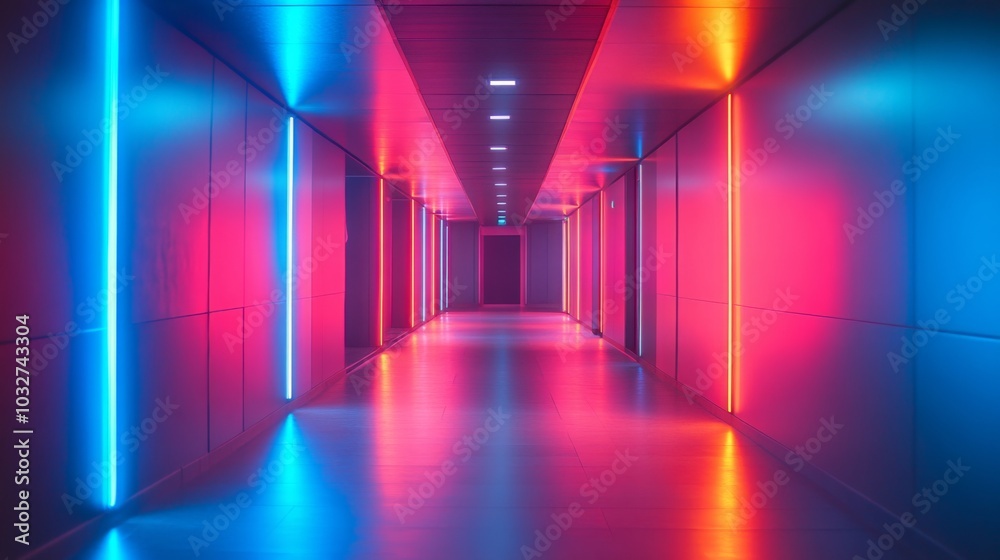 Neon Corridor with Vibrant Lighting Neon Corridor with Vibrant Lighting