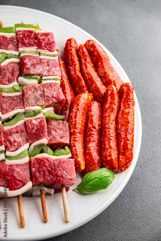 sausage meat assorted juicy pork, beef fresh delicious gourmet food background on the table rustick food top view copy space sausage meat assorted juicy pork, beef fresh delicious gourmet food background on the table rustick food top view copy space
