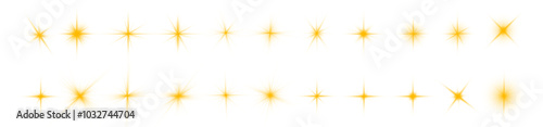 Lights flare, star flash light, yellow sun rays