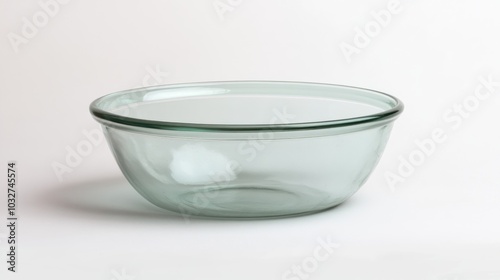 A clear glass bowl designed for mixing or serving food.