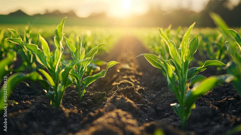 Young Corn Field at Sunrise Young Corn Field at Sunrise
