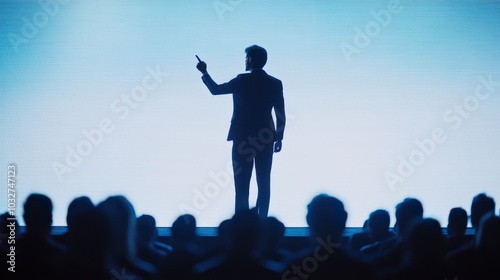 silhouette of people standing in front of blue screen