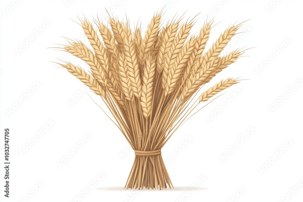 Fototapeta premium Bundle of golden wheat stalks symbolizing harvest agriculture and natural abundance with intricate detail reflecting rural life and the importance of farming traditions