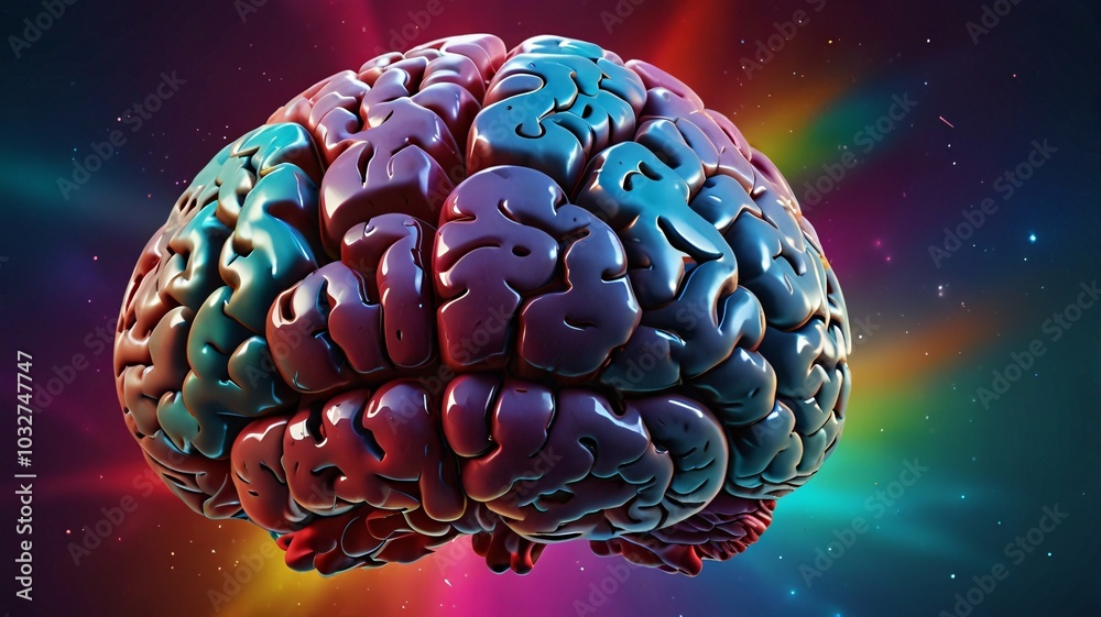 A visually compelling of an Abstract Human colorful Brain against a pristine Vibrant background, idea, thought. A visually compelling of an Abstract Human colorful Brain against a pristine Vibrant background, idea, thought.