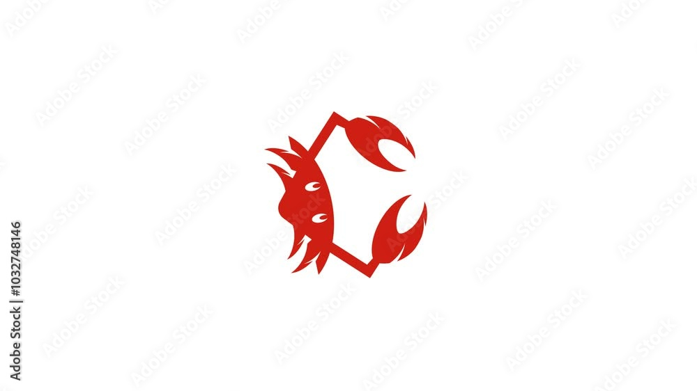 Visually appealing flat icon animation of crab Visually appealing flat icon animation of crab