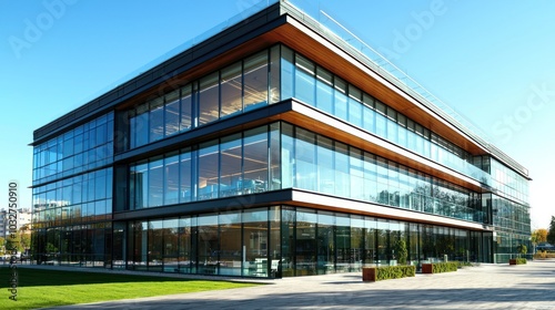 a modern corporate office building with glass facades, symbolizing the architecture of successful corporations