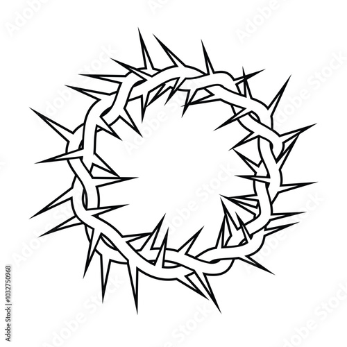 classic simple Jesus Christ crown of thorns outline transparent background