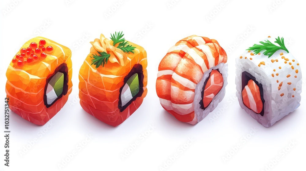 Fototapeta premium Delightful Lobster Roll Game Asset Icons Set for Playful Website Design