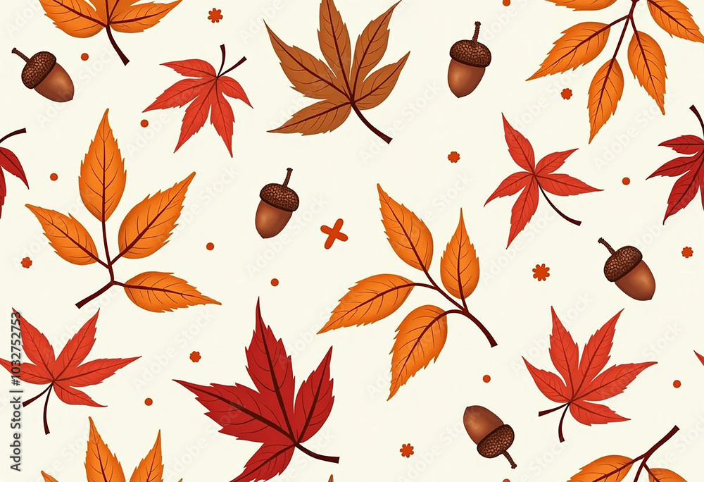 Obraz premium red autumn leaves pattern, autumn leaves printable design