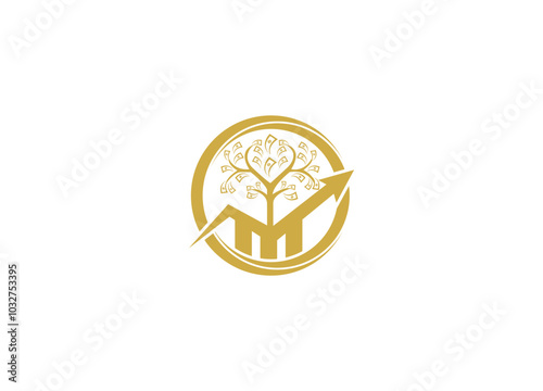 financial with money tree logo design with vector icon template and white background