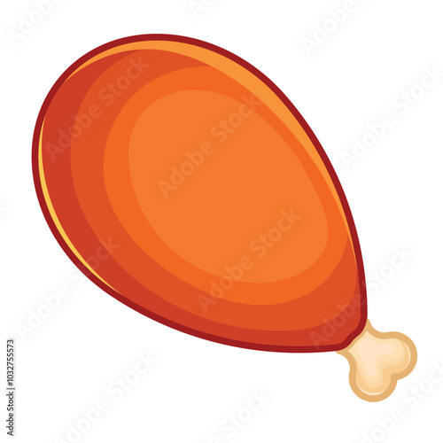 Roasted turkey drumstick, crispy and golden brown, Vector