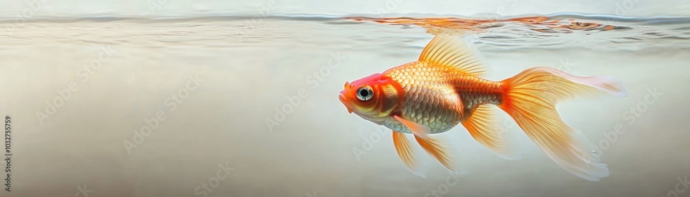 Graceful goldfish swimming in clear water