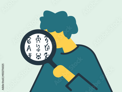 Ancient code decode and search for meaning illustration