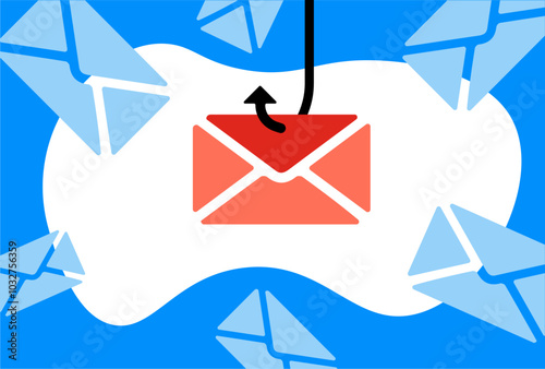 Spamming email message hacking phishing illustration