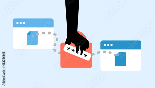 Password hacking ransomwares technology security illustration