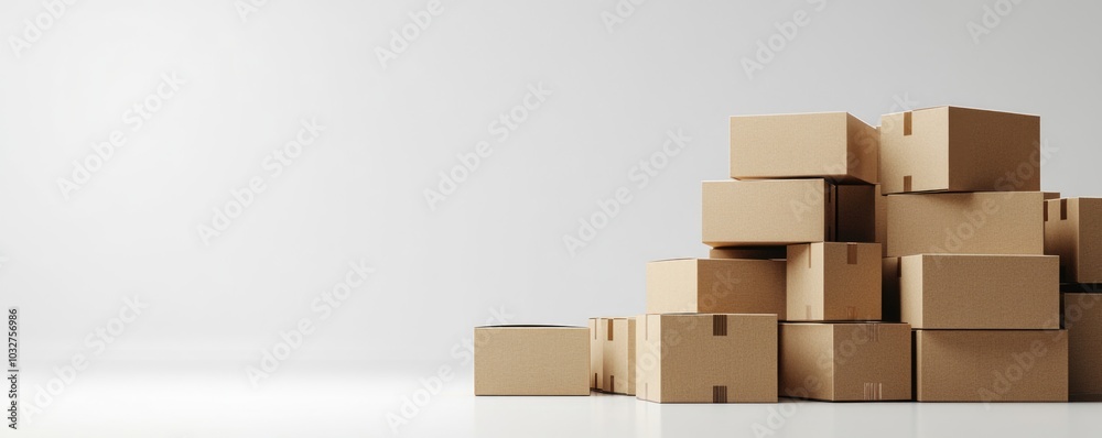 Stacked cardboard boxes on a minimalist background Stacked cardboard boxes on a minimalist background