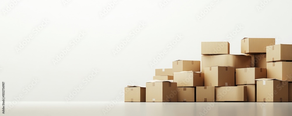 Stacked cardboard boxes in a minimalist setting Stacked cardboard boxes in a minimalist setting