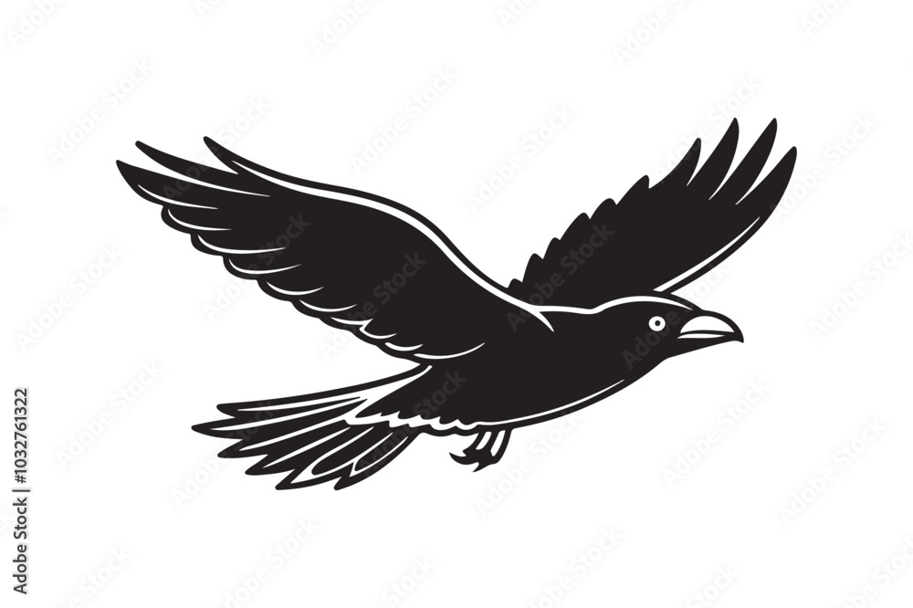 Obraz premium Raven silhouette vector illustration, Raven silhouette vector