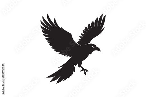 Raven silhouette vector illustration, Raven silhouette vector