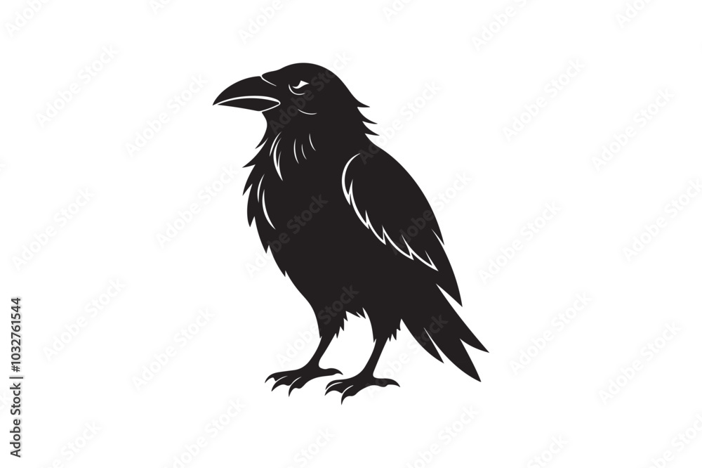 Raven silhouette vector illustration, Raven silhouette vector Raven silhouette vector illustration, Raven silhouette vector