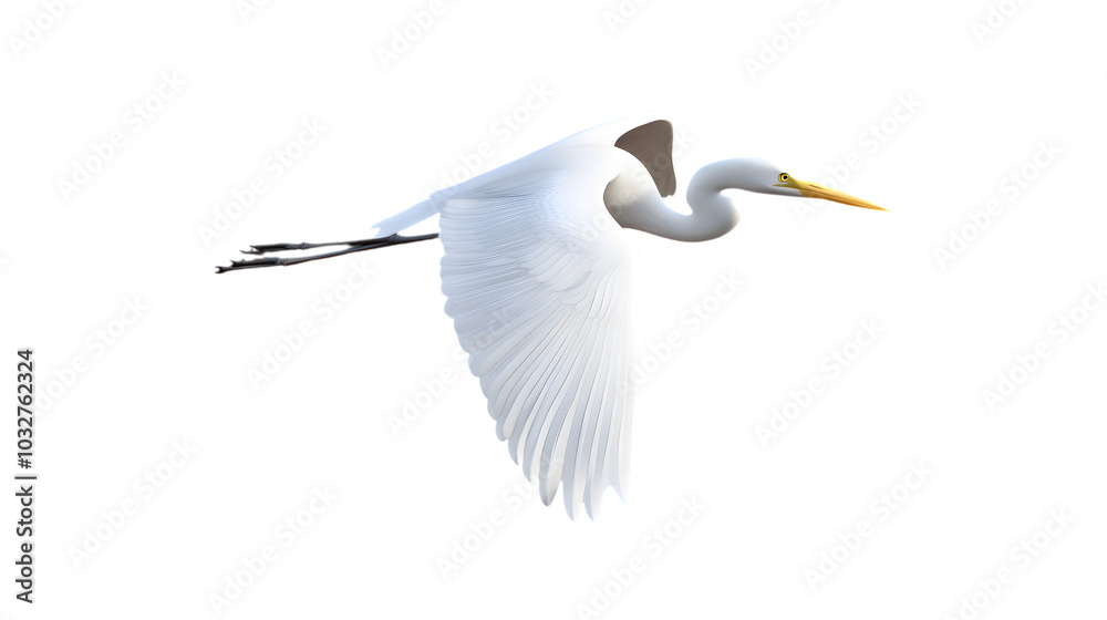 Fototapeta premium Great White Heron Bird, on Transparent PNG Background, Photo Realistic, Wallpaper, Cover and Screen for Smartphone, PC, Laptop, Transparent PNG